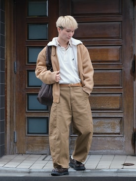 「アイテム（ムートンコート）」を使った、いったさん（メンズ・169cm）の秋コーディネート