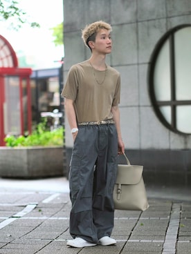 「ベロア」｜「アイテム（アナログ腕時計）」を使った、いったさん（メンズ・169cm）の夏コーディネート