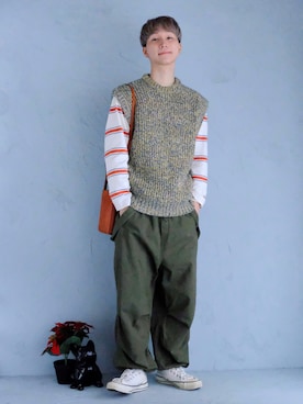 「MUHET（ミュエータ）のアイテム（その他パンツ）」を使った、いったさん（メンズ・170cm）の冬コーディネート