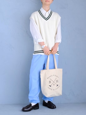 「春服デビュー宣言」｜「アイテム（スウェットパンツ）」を使った、いったさん（メンズ・170cm）の春コーディネート