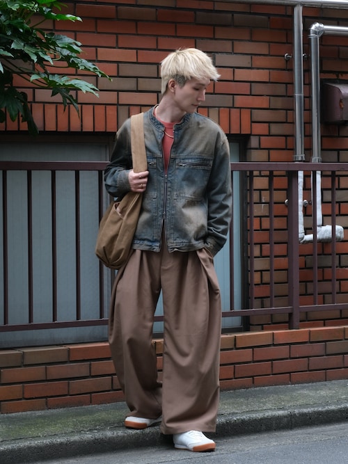 VINTAGE WASHED DENIM ZIP MOTO JACKET（デニムジャケット）｜WYM