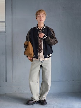 「アイテム（スタジャン）」を使った、いったさん（メンズ・169cm）の冬コーディネート