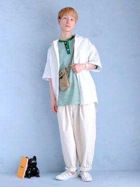 「アイテム（サンダル、ホワイト系）」を使った、いったさん（メンズ・170cm）の春コーディネート