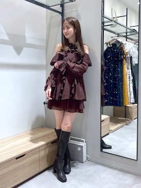 「MERCURYDUO（マーキュリーデュオ）のアイテム」を使った、長澤 実果さん（レディース・160cm）の秋コーディネート