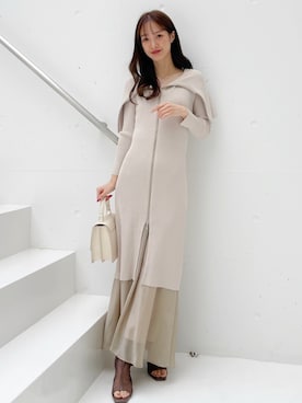 「MERCURYDUO（マーキュリーデュオ）のアコーディオンスクエアBAG（ハンドバッグ）」を使った、長澤 実果さん（レディース・160cm）の冬コーディネート