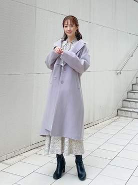 「アイテム（その他アウター、ピンク系）」を使った、長澤 実果さん（レディース・160cm）の冬コーディネート