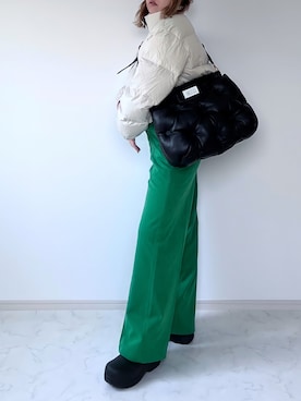「ワイドスラックス」｜「アイテム（ダウンジャケット/コート）」を使った、eriiicaさん（レディース・158cm）の冬コーディネート