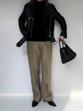 「Acne Studios（アクネストゥディオズ）のアイテム（ライダースジャケット）」を使った、eriiicaさん（レディース・158cm）の冬コーディネート