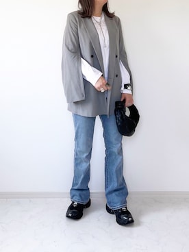 「海外系ファッション」｜「アイテム（テーラードジャケット）」を使った、eriiicaさん（レディース・158cm）の春コーディネート