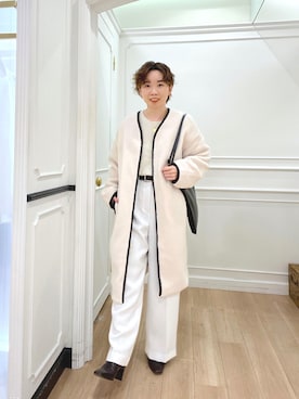 「RIVEDROITE」｜「アイテム（ノーカラーコート）」を使った、☺︎いこまい☺︎さん（レディース・153cm）の冬コーディネート