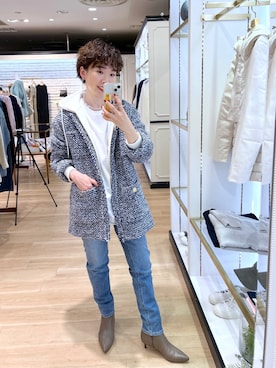 「RIVEDROITE」｜「アイテム（ノーカラージャケット）」を使った、☺︎いこまい☺︎さん（レディース・153cm）の秋コーディネート
