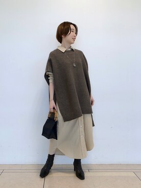 「秋トレンド2021」｜「アイテム（シャツワンピース）」を使った、☺︎いこまい☺︎さん（レディース・153cm）の秋コーディネート