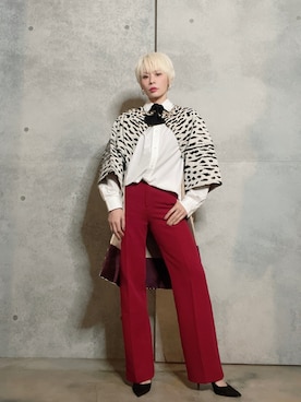 「red」｜「アイテム（ジャケット/アウター）」を使った、Joycechangさん（レディース・163cm）の冬コーディネート