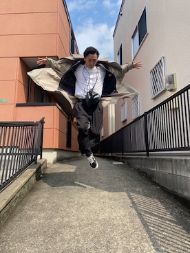 「LIDNM（リドム）のアイテム（ライダースジャケット）」を使った、こぅきさん（メンズ・172cm）の春コーディネート