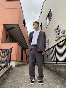 「ユニクロ」｜「アイテム（セットアップ）」を使った、こぅきさん（メンズ・172cm）の春コーディネート