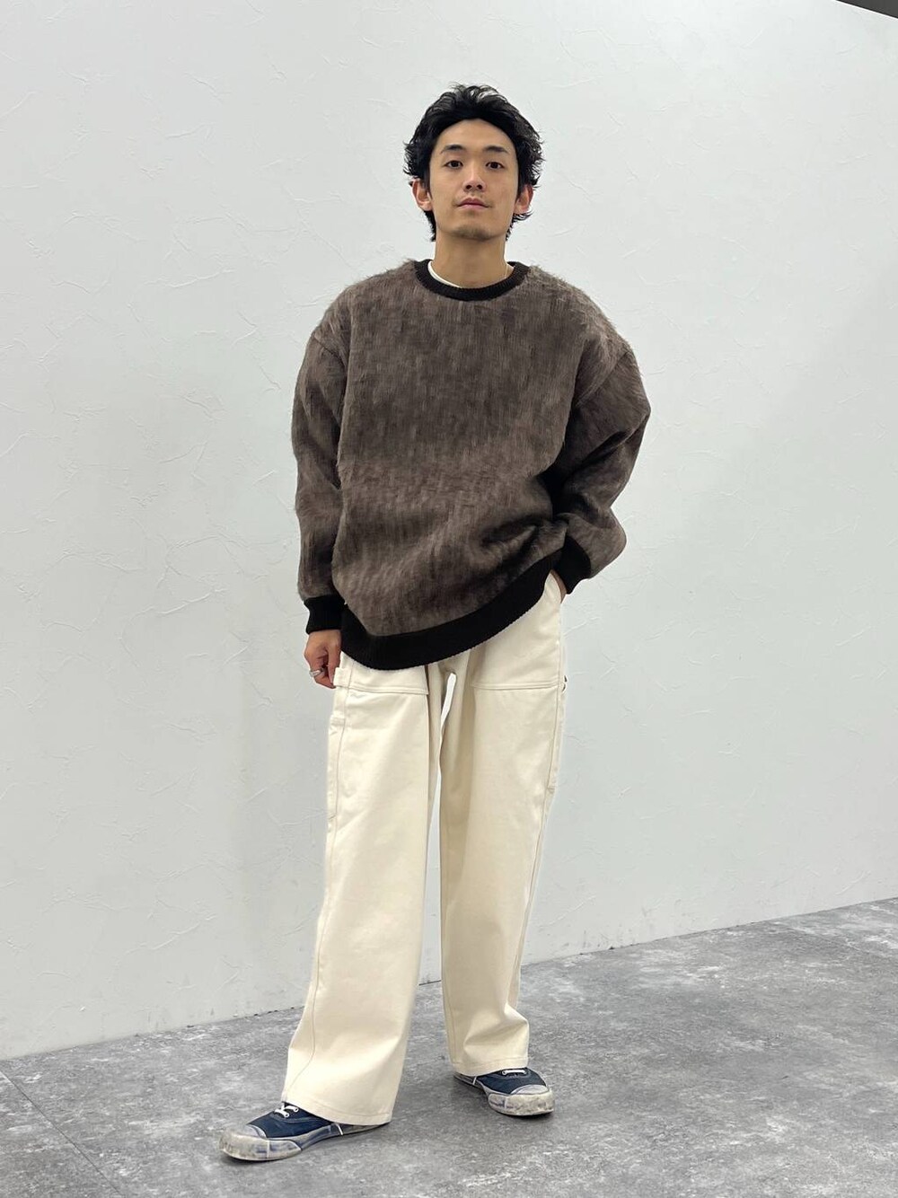 「低身長、きれいめ、ストリート、カジュアル、NKJコーデ_niko and ...、デニムパンツ」｜「niko and...のペインターデニムパンツ［niko and ...JEANS 2024SS］（デニムパンツ、ホワイト系）」を使った、Kou_saitohさん（メンズ・166cm）の冬コーディネートの1枚目の写真