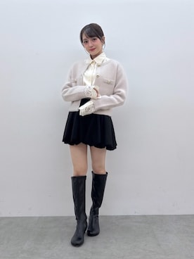 「LAGUNAMOON（ラグナムーン）の【WEB限定】レースカフスシャツ（シャツ/ブラウス、ホワイト系）」を使った、MOMOさん（レディース・154cm）の夏コーディネート