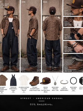 「TENDERLOIN（テンダーロイン）のアイテム（オールインワン・サロペット、ブルー系）」を使った、satoshi1923さん（メンズ・175cm）の秋コーディネート