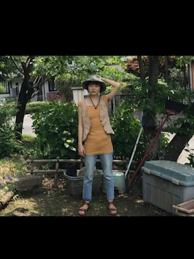 「アイテム（ハット、グリーン系）」を使った、ゆりさん（レディース・160cm）の秋コーディネート