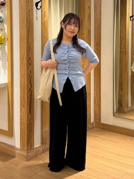 「LOWRYS FARM（ローリーズファーム）のヤワラカルイ２ＷＡＹショルダーＢＡＧ 115210（ショルダーバッグ、ホワイト系）」を使った、nayuさん（レディース・145cm）の夏コーディネート