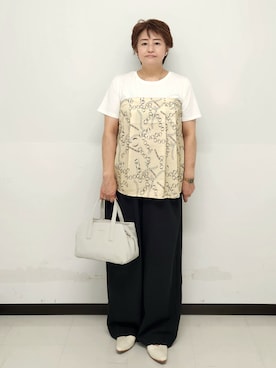 「OPAQUE.CLIP（オペークドットクリップ）のアイテム（Tシャツ/カットソー）」を使った、メイポンさん（レディース・154cm）の夏コーディネート