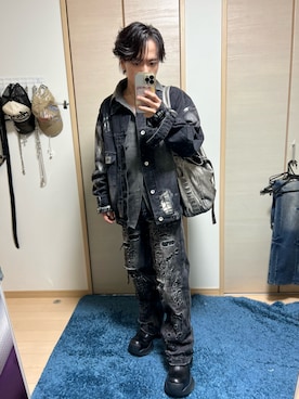 「アイテム（デニムジャケット）」を使った、Haruさん（メンズ・160cm）の春コーディネート