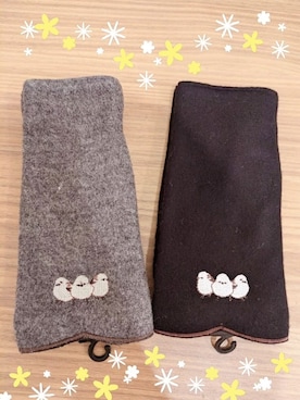 「one'sterrace（ワンズテラス）の【あったか】シアバタージャージ シマエナガ刺繍 指無し手袋（手袋、グレー系）」を使った、くまさん（レディース・164cm）の秋コーディネート
