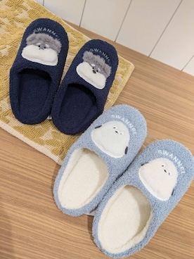「one'sterrace（ワンズテラス）の◆【あったか】スワンネル ルームシューズ（ルームシューズ/スリッパ、ブルー系）」を使った、くまさん（レディース・164cm）の秋コーディネート