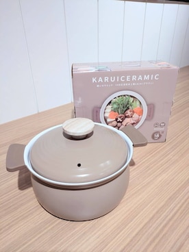 「one'sterrace（ワンズテラス）の軽い セラミック IH対応深型卓上鍋18cm（鍋/フライパン、ブラウン系）」を使った、くまさん（レディース・164cm）の秋コーディネート