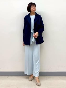 「アイテム（トレンチコート、ブルー系）」を使った、まいこさん（レディース・170cm）の春コーディネート