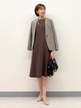 「アイテム（スーツジャケット、ブラウン系）」を使った、まいこさん（レディース・170cm）の秋コーディネート