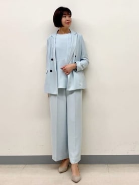 「アイテム（スーツジャケット、グリーン系）」を使った、まいこさん（レディース・170cm）の冬コーディネート