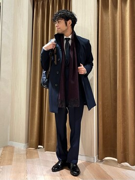「アイテム（スーツセット、ブルー系）」を使った、URAさん（メンズ・165cm）の秋コーディネート
