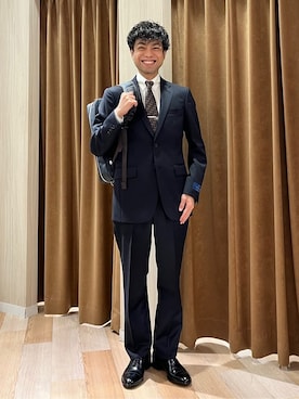「アイテム（スーツセット、ブルー系）」を使った、URAさん（メンズ・165cm）の秋コーディネート