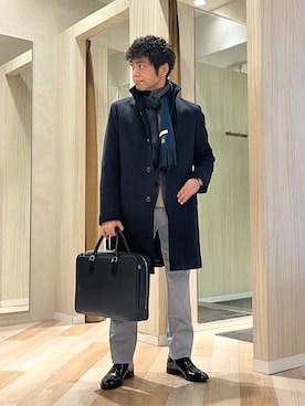 「TAKEO KIKUCHI（タケオキクチ）のアイテム（パンツ）」を使った、URAさん（メンズ・165cm）の冬コーディネート