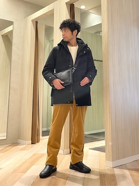 「TAKEO KIKUCHI（タケオキクチ）のアイテム（パンツ）」を使った、URAさん（メンズ・165cm）の冬コーディネート