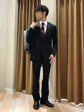 「アイテム（スーツセット、ブルー系）」を使った、URAさん（メンズ・165cm）の春コーディネート