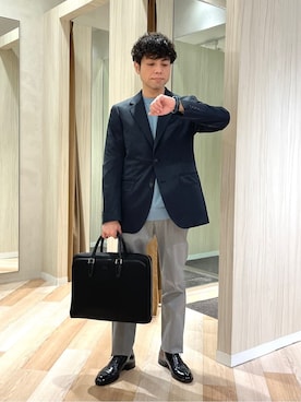 「アイテム（ビジネスバッグ）」を使った、URAさん（メンズ・165cm）の春コーディネート