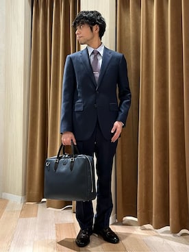 「アイテム（スーツセット、ブルー系）」を使った、URAさん（メンズ・165cm）の夏コーディネート