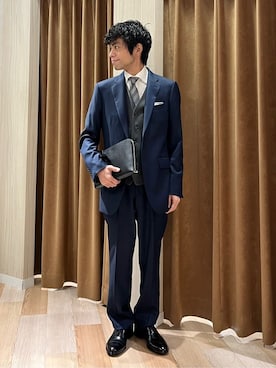 「アイテム（スーツベスト、グレー系）」を使った、URAさん（メンズ・165cm）の夏コーディネート