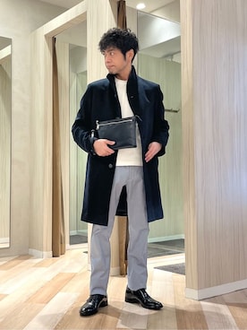 「TAKEO KIKUCHI（タケオキクチ）のアイテム（パンツ）」を使った、URAさん（メンズ・165cm）の冬コーディネート