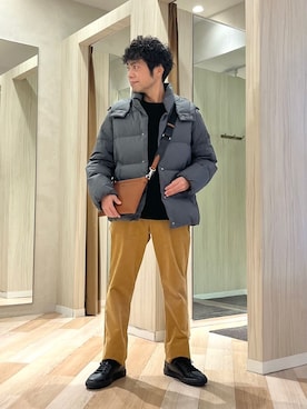 「アイテム（ダウンジャケット/コート）」を使った、URAさん（メンズ・165cm）の冬コーディネート