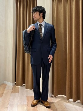 「アイテム（スーツセット、ブルー系）」を使った、URAさん（メンズ・165cm）の春コーディネート