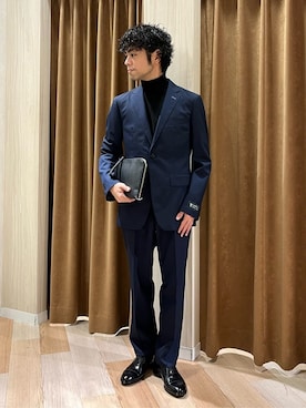 「アイテム（スーツセット、ブルー系）」を使った、URAさん（メンズ・165cm）の冬コーディネート