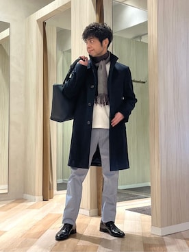 「TAKEO KIKUCHI（タケオキクチ）のアイテム（パンツ）」を使った、URAさん（メンズ・165cm）の冬コーディネート