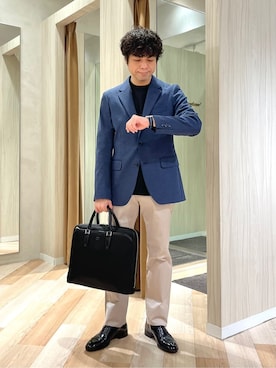 「アイテム（ビジネスバッグ）」を使った、URAさん（メンズ・165cm）の冬コーディネート