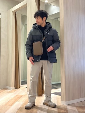 「アイテム（ダウンジャケット/コート）」を使った、URAさん（メンズ・165cm）の冬コーディネート