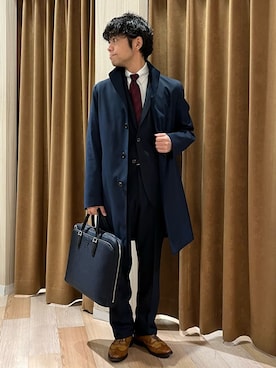「アイテム（フォーマルスーツ/小物、レッド系）」を使った、URAさん（メンズ・165cm）の春コーディネート