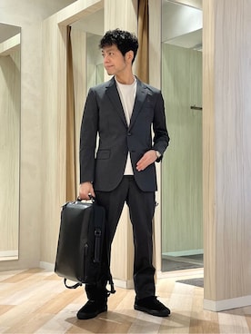 「TAKEO KIKUCHI（タケオキクチ）のアイテム（パンツ）」を使った、URAさん（メンズ・165cm）の春コーディネート