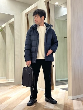 「TAKEO KIKUCHI（タケオキクチ）のアイテム（パンツ）」を使った、URAさん（メンズ・165cm）の冬コーディネート